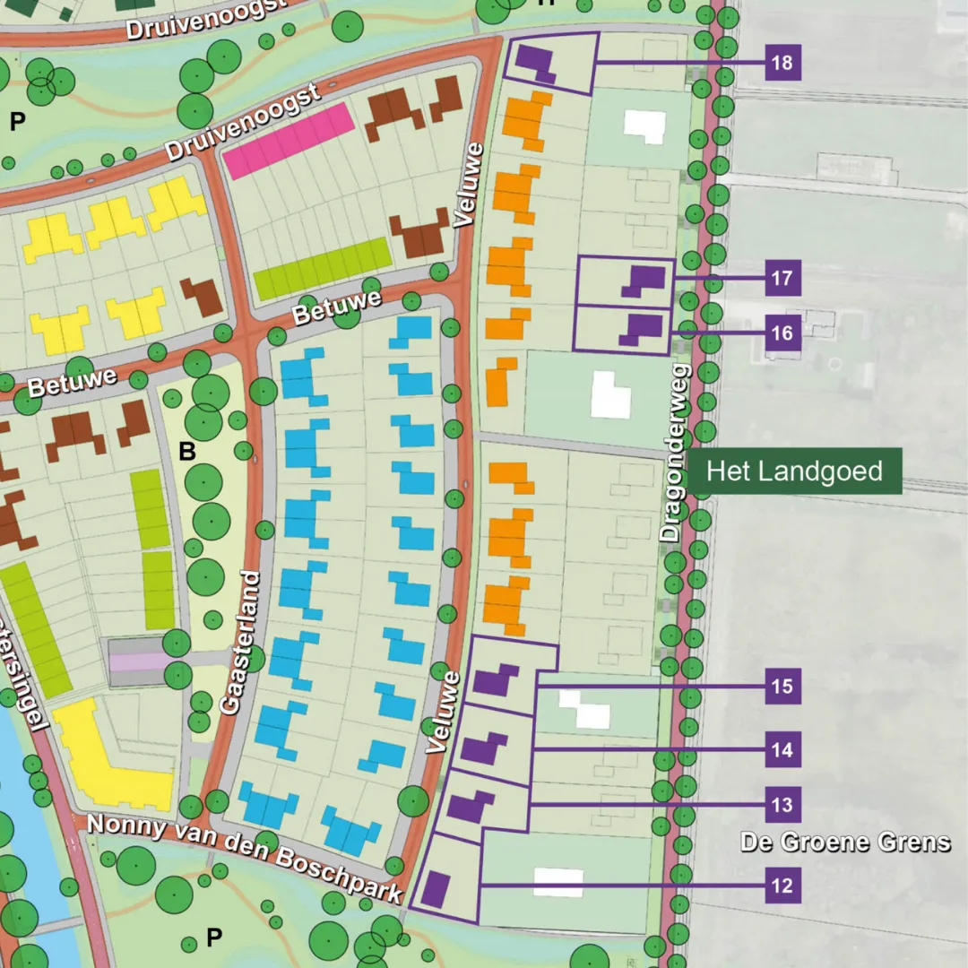Overzicht van de kavelkaart van Groenpoort in Veenendaal