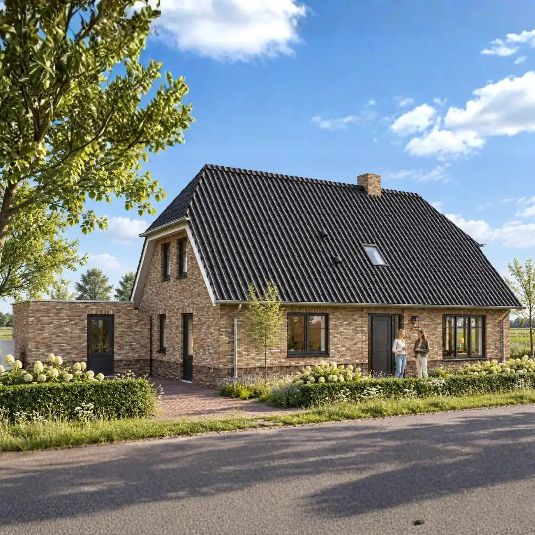Rendern vrijstaande boerderij woning met wolfskap