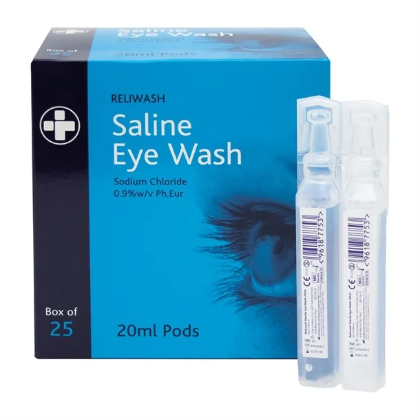 RELIWASH Eye Wash Pods 20ml, Box of 25, Case of 10