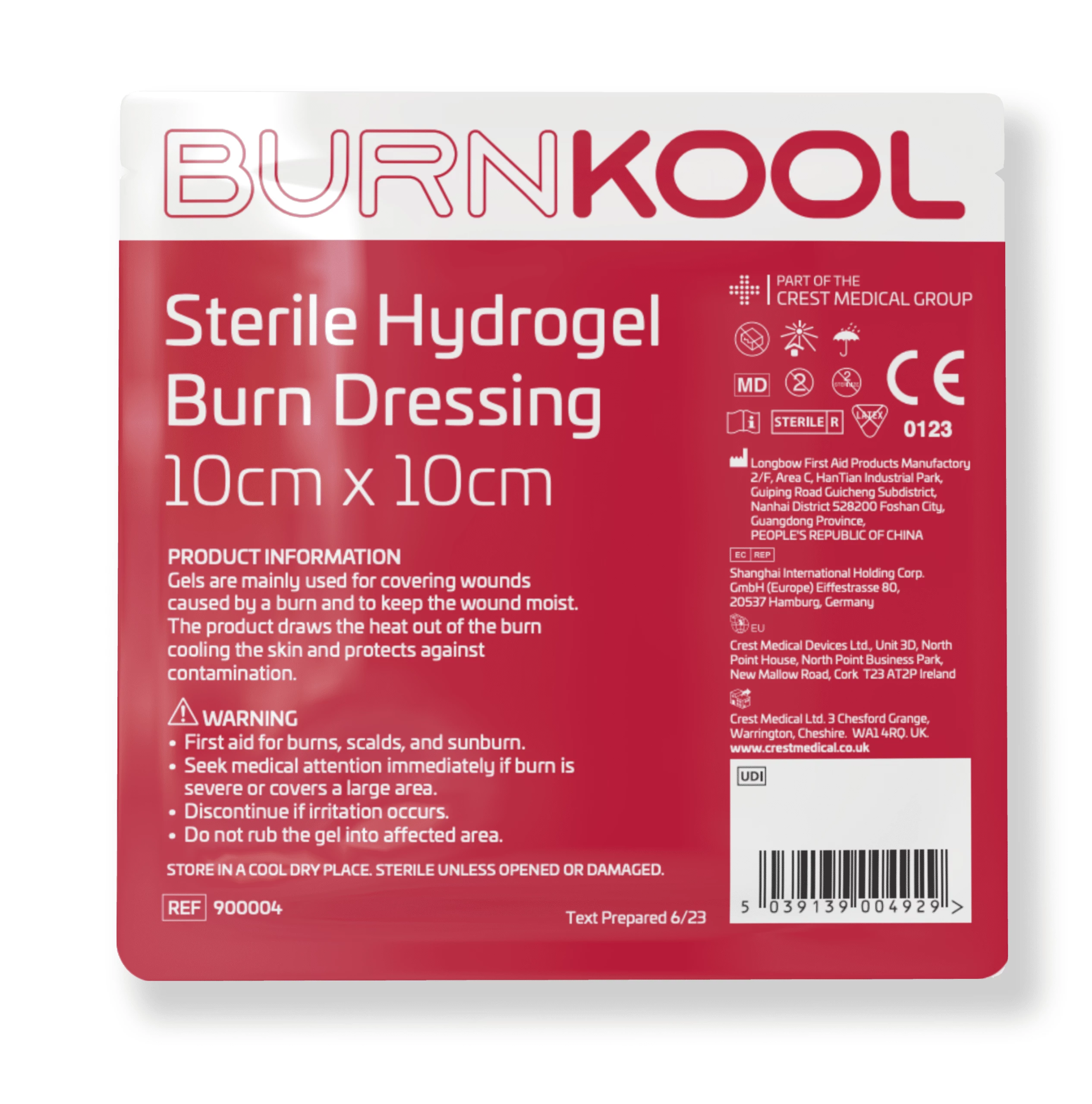 BURN KOOL Sterile Hydrogel Burn Dressing 10cm x 10cm, CASE of 120