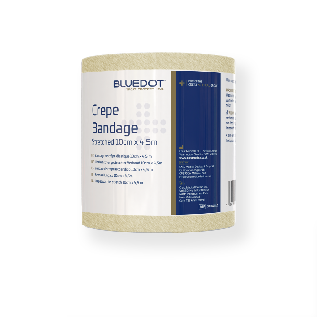 BLUE DOT Crepe Bandage 10cm x 4.5m, Case of 480