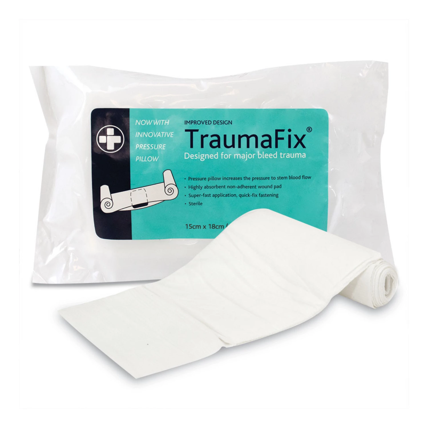 TraumaFix Dressing Incl. Pressure Pad, Large, 15cm x 18cm, SINGLE