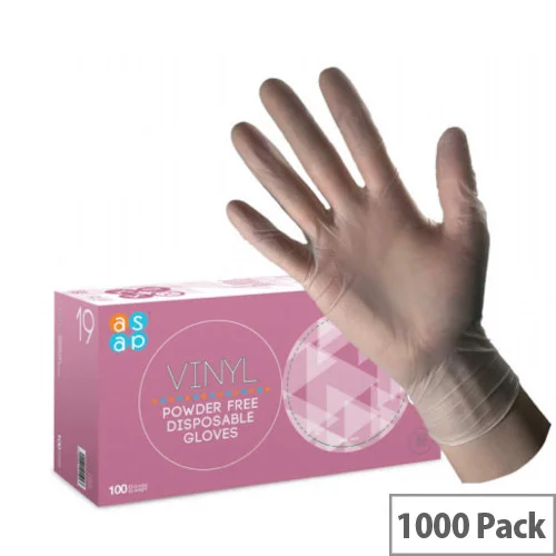  Vinyl MEDIUM Disposable Gloves Powder-Free Case of 10 x 100 (1000 Gloves)