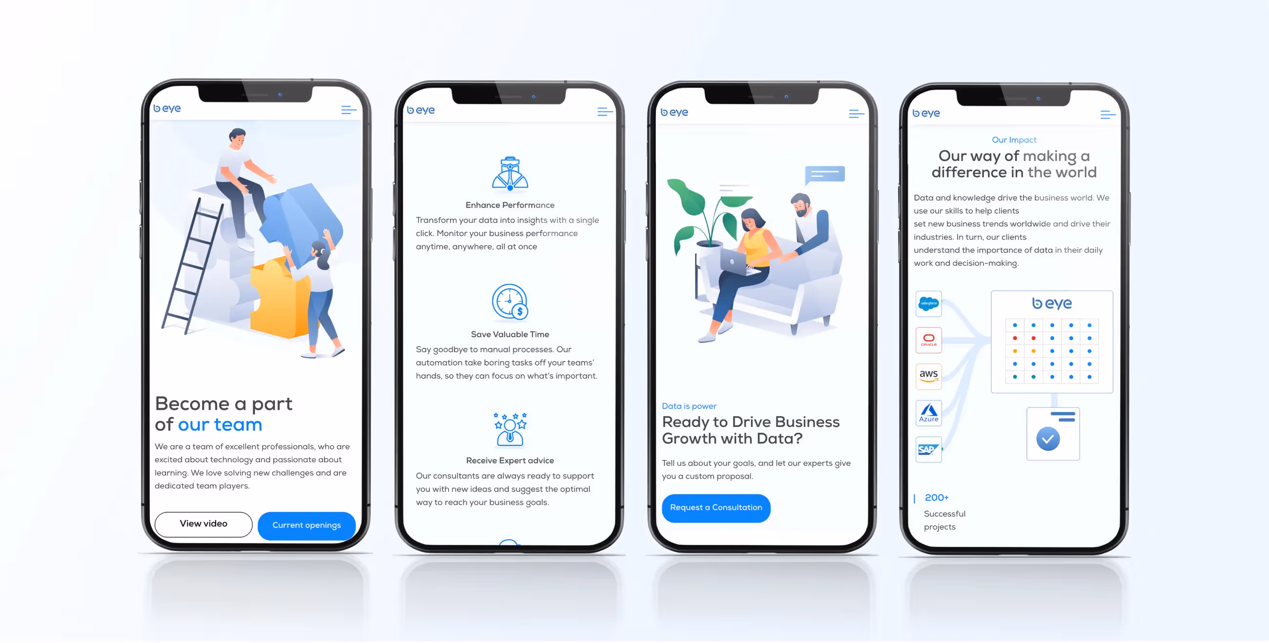 Beye's website on mobile version