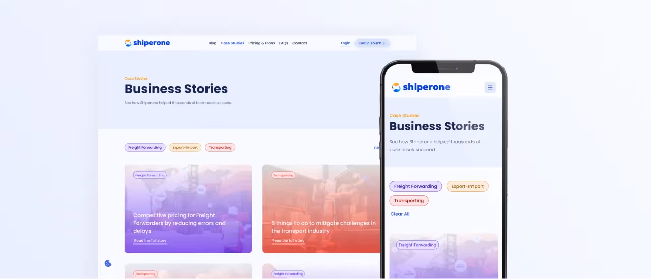 Shiperone website overview on desktop and mobile version