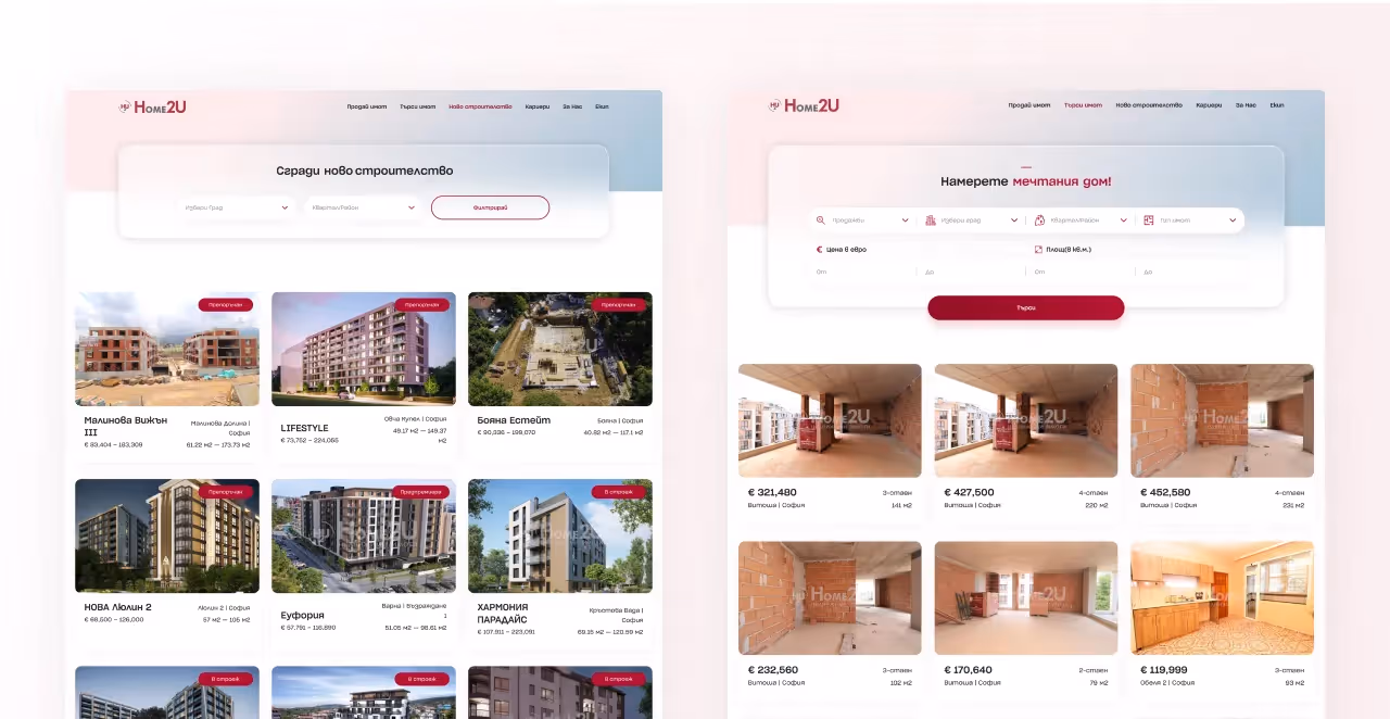 Home2U's page for selling and renting properties