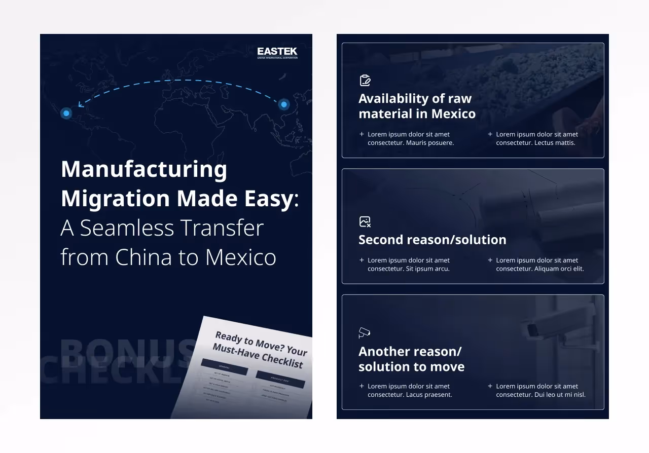 Eastek transfer from China to Mexico page