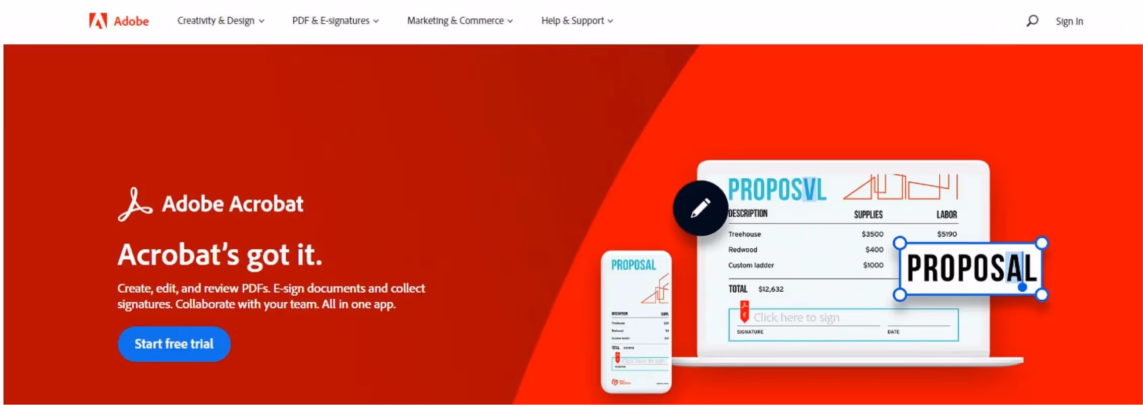 Screenshot of Adobe's Website Header