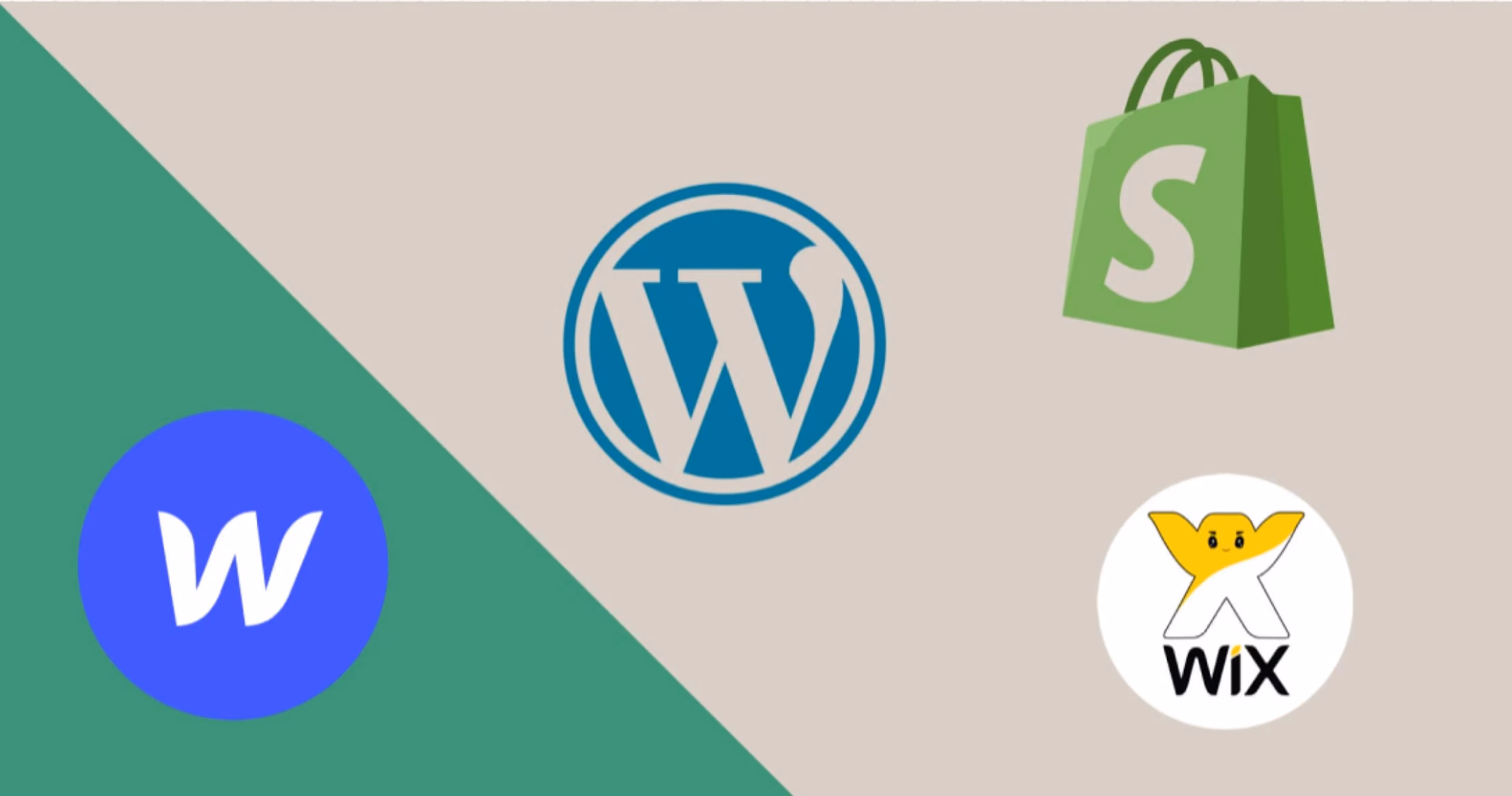 Logos of Webflow, Wordpress, Shopify and Wix