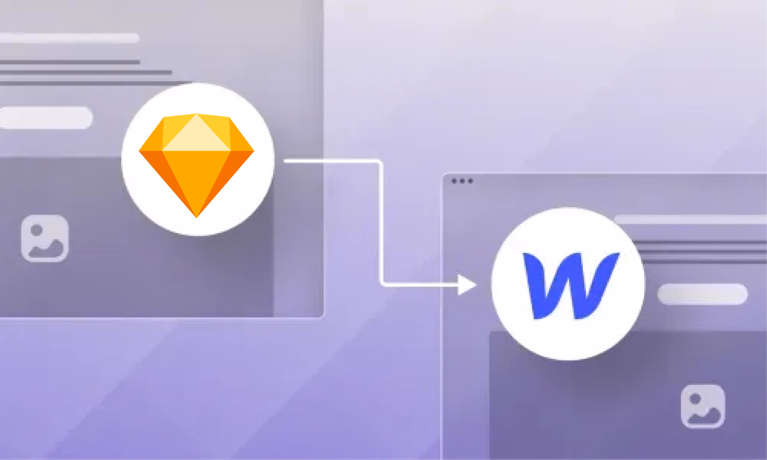 Thumbnail of Sketch logo to Webflow logo