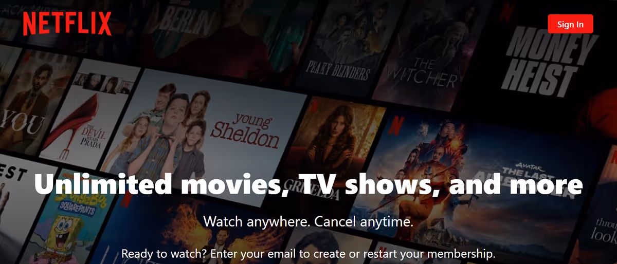 screenshot netflix website