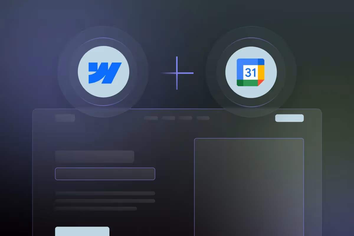 Webflow logo plus Google Calendar Logo