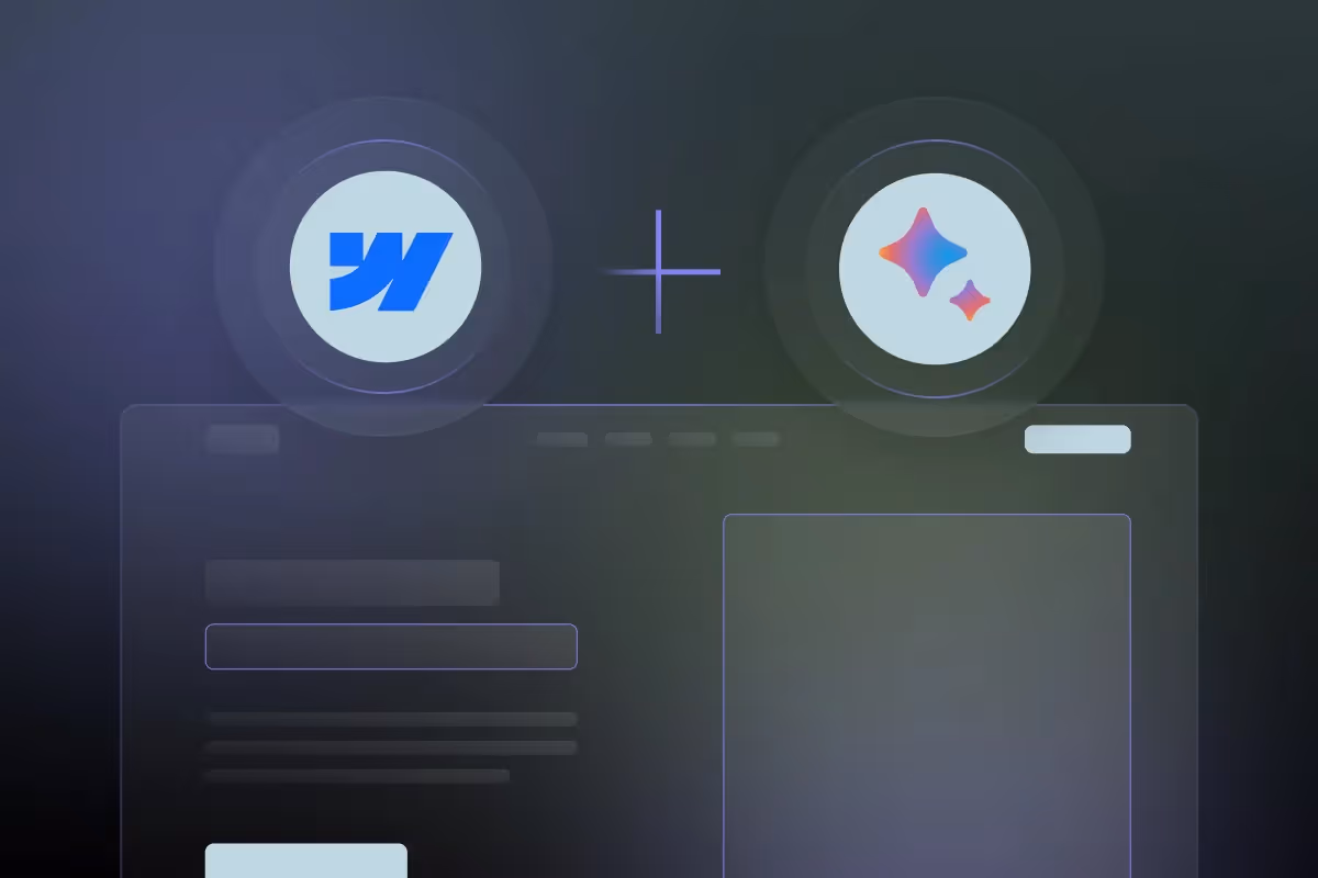 Webflow logo plus Gemini Logo