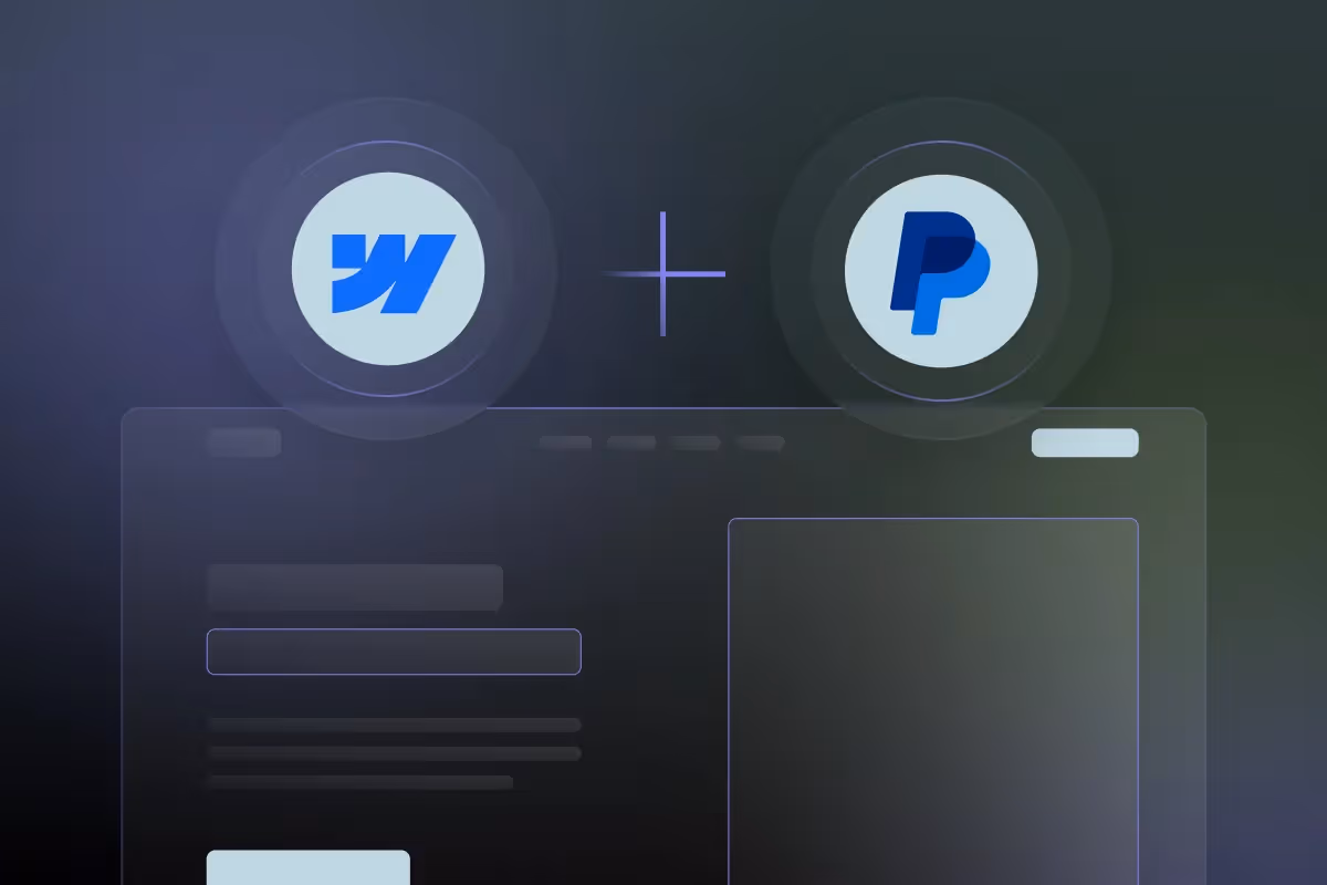 webflow logo plus paypal logo
