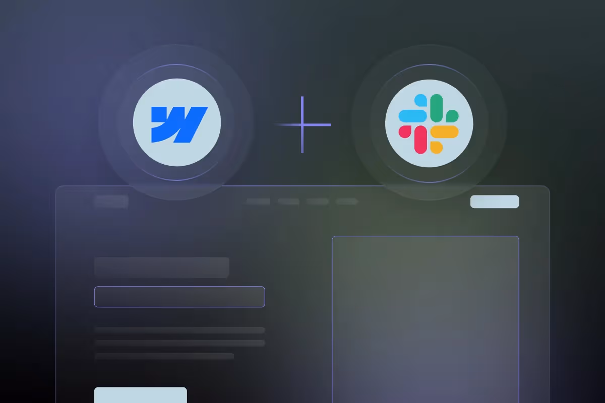 Webflow logo plus slack logo
