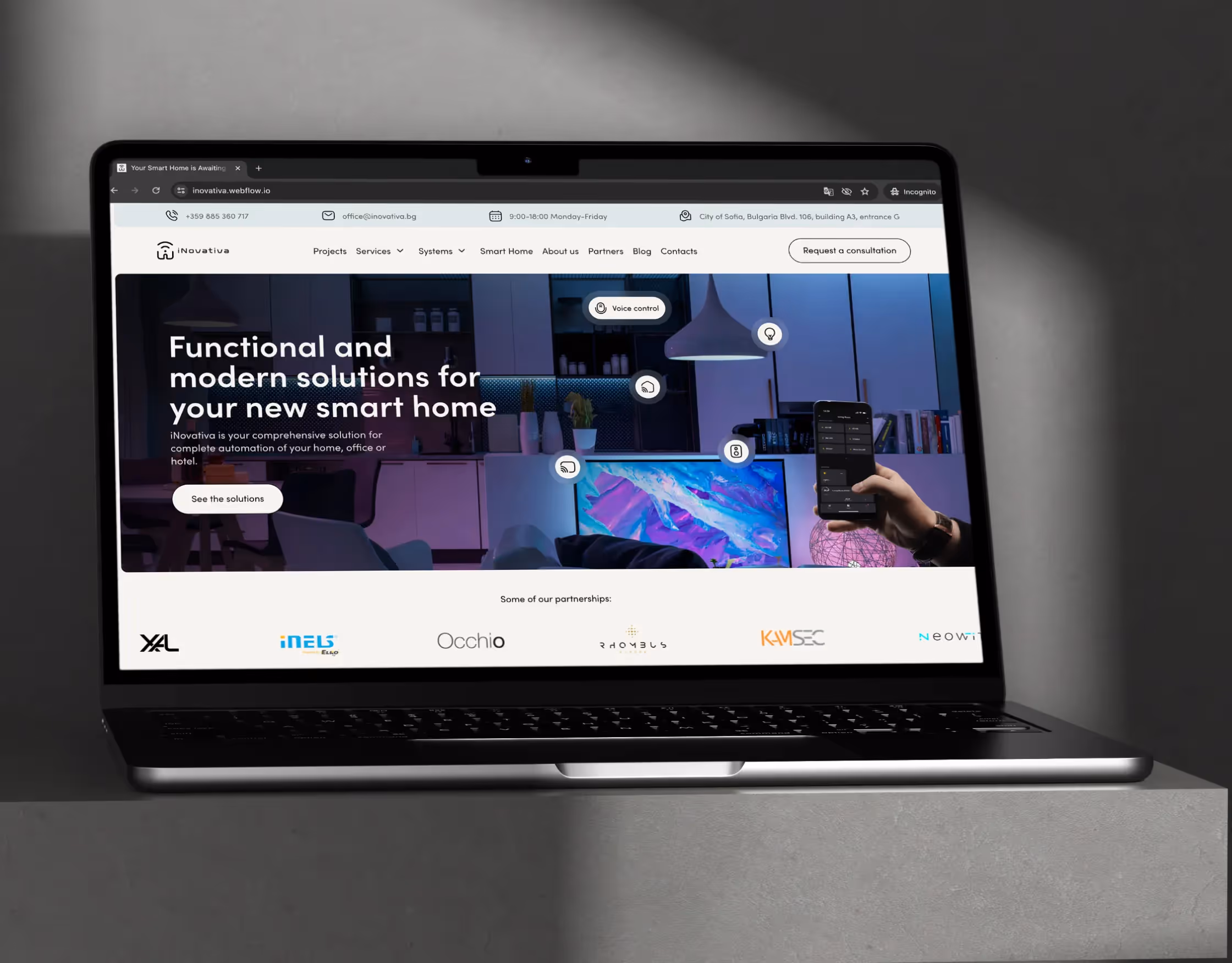 Screenshot of Inovativa's website homepage