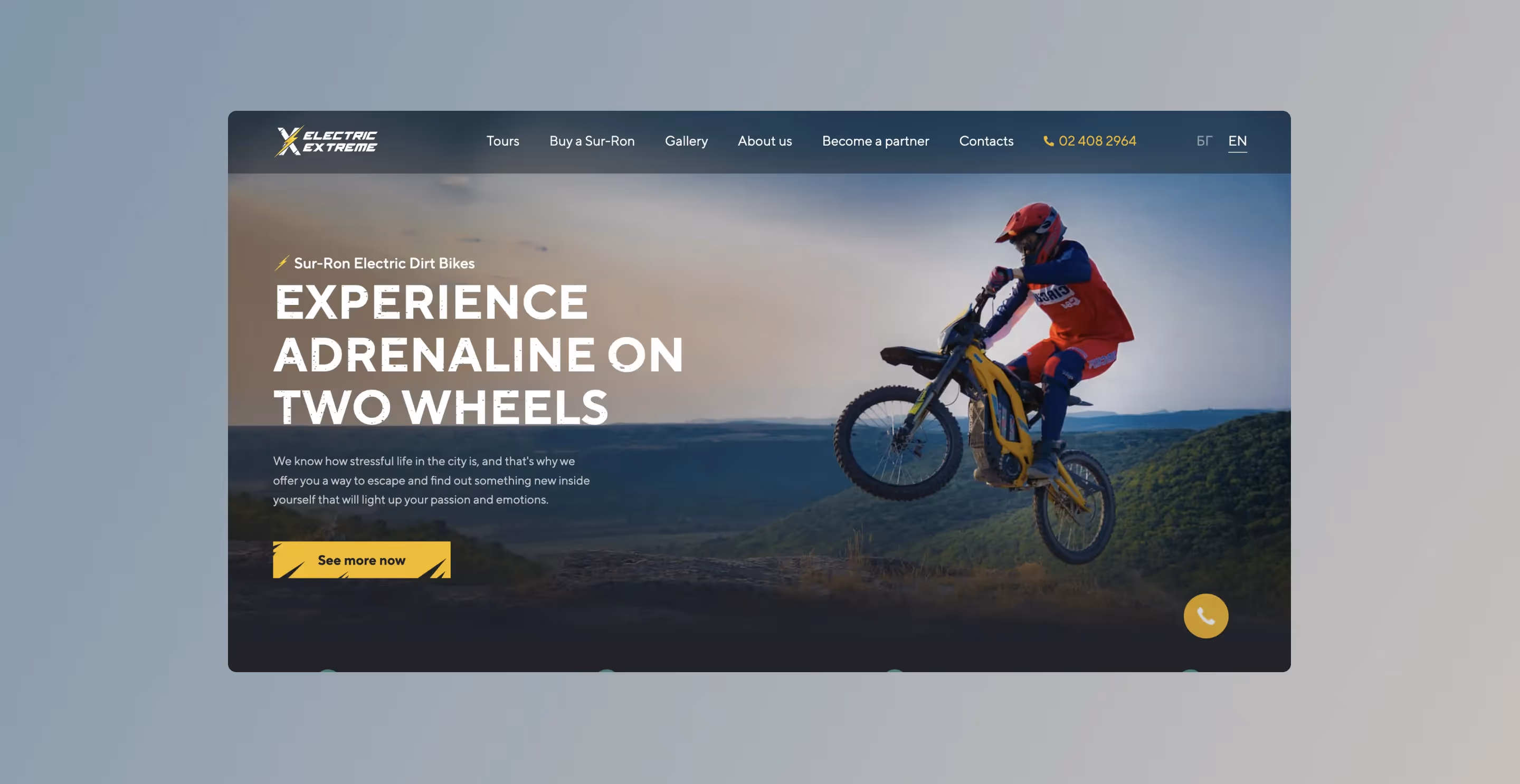 Electric Extreme's Website Homepage - hero screenshot
