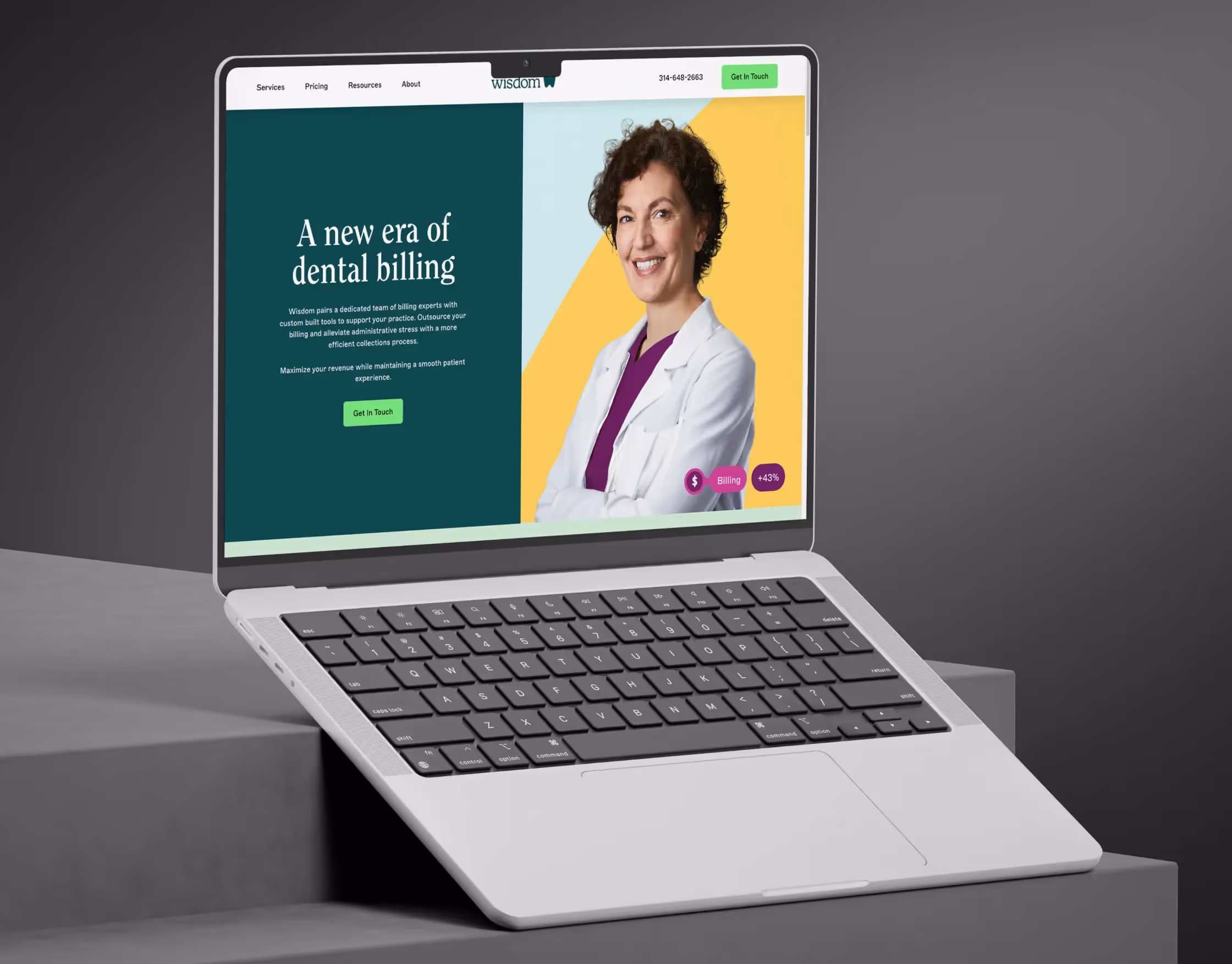 Screenshot of Wisdom's website on moile and on desktop