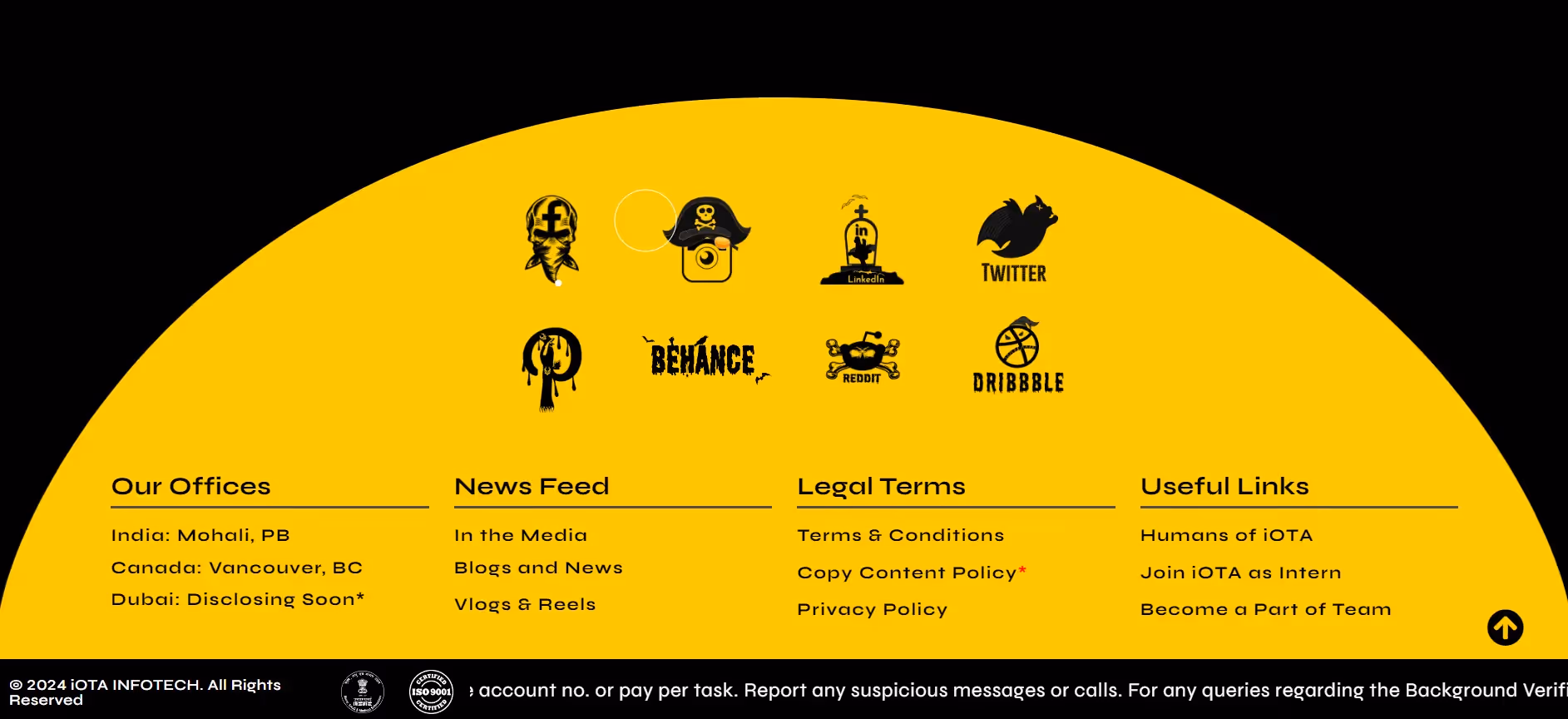 Screenshot of website footer of IOTA 