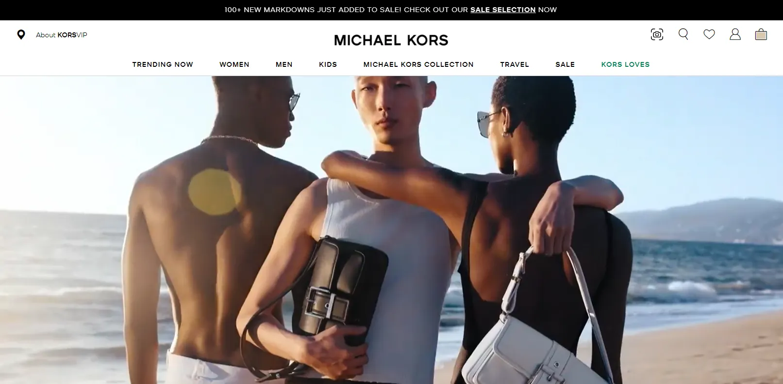 screenshot of Michael Kors website