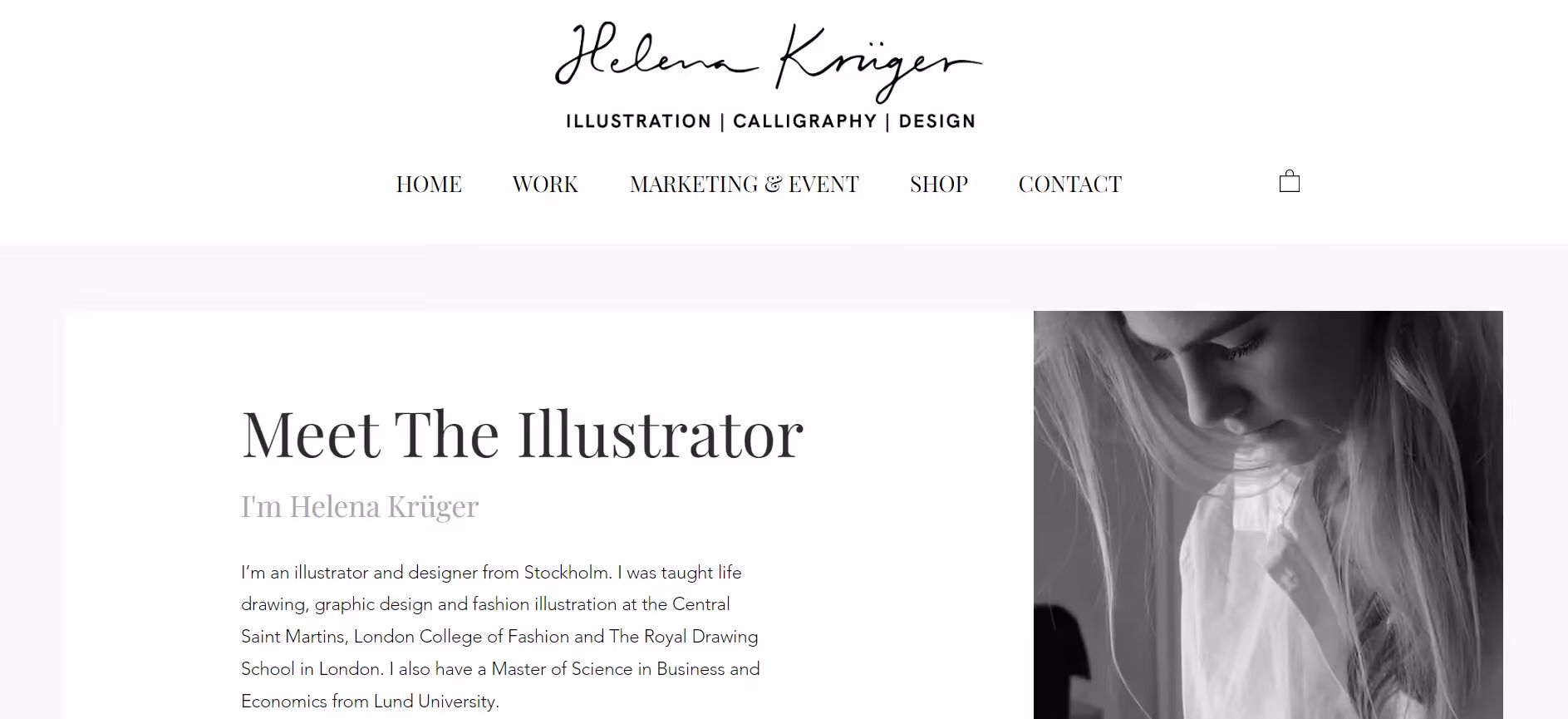 screenshot of helena kruger about us page example
