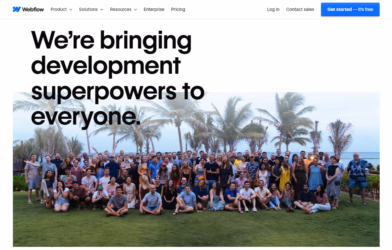 screenshot of Webfllow's about us page 