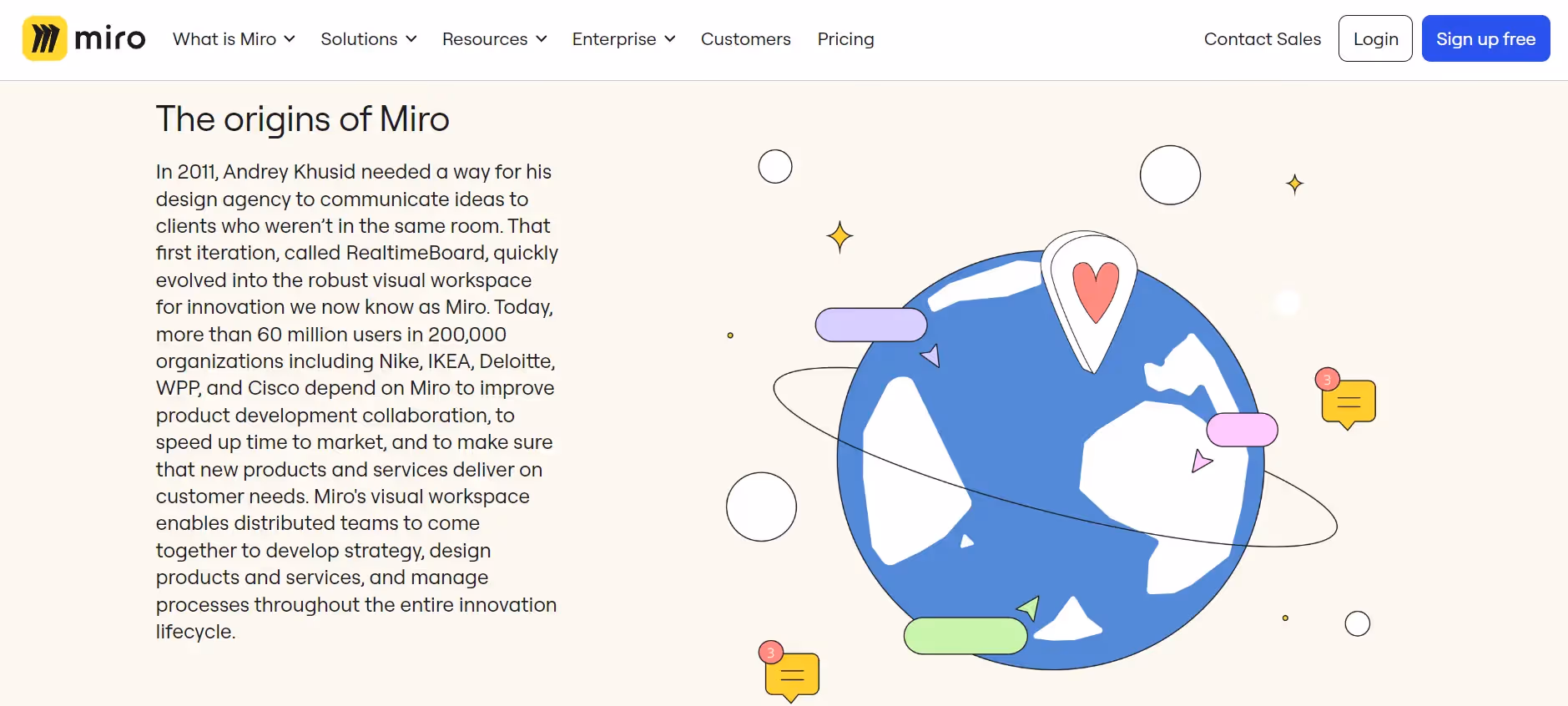 screenshot of miro about us page example