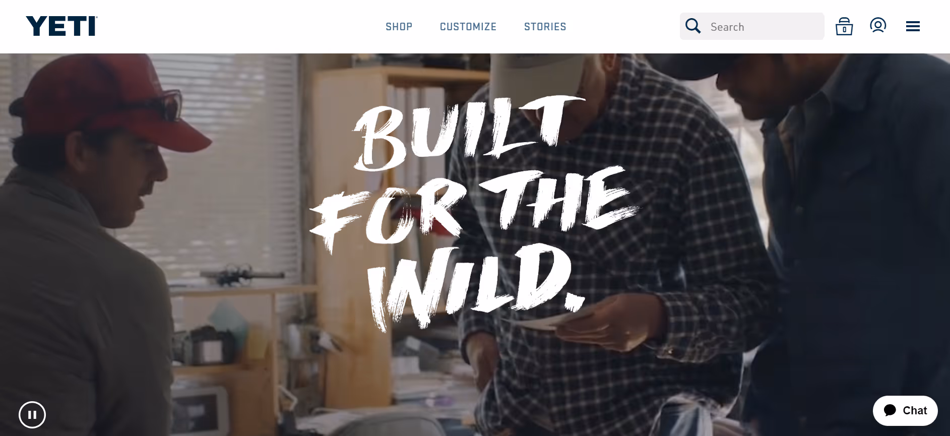 screenshot of yeti about us page example