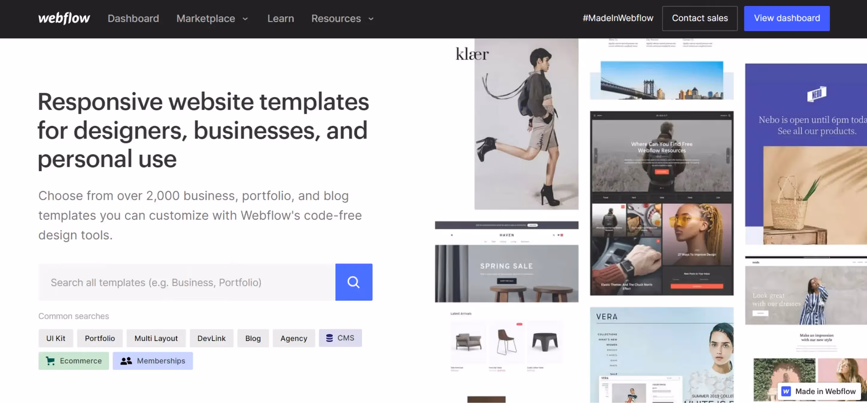 Webflow Template Example