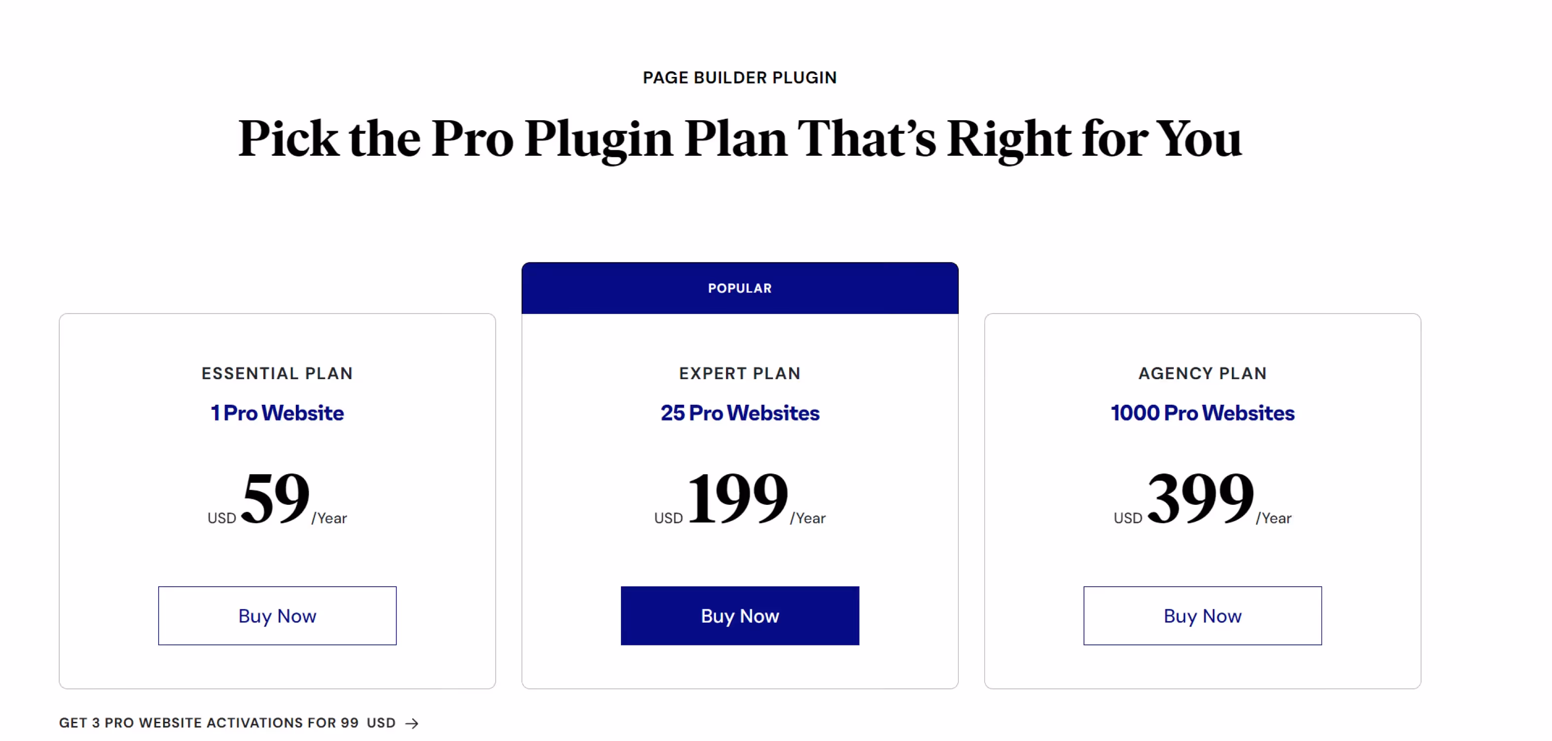 Elementor Pro Pricing page