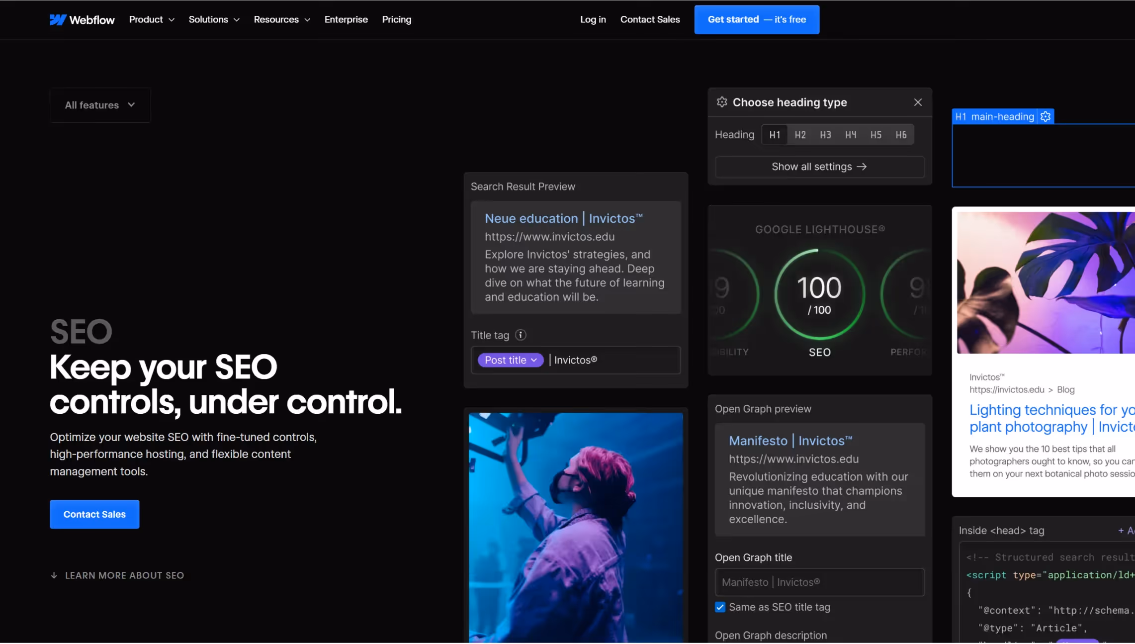 Webflow SEO website page