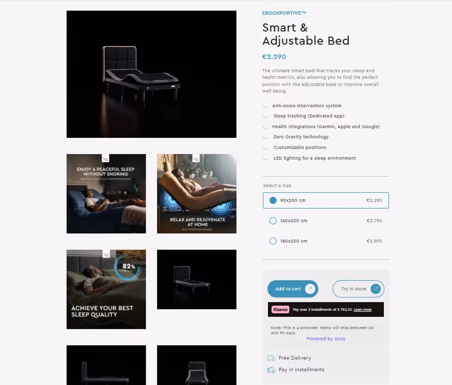 Screenshot of Ergomotion plus website