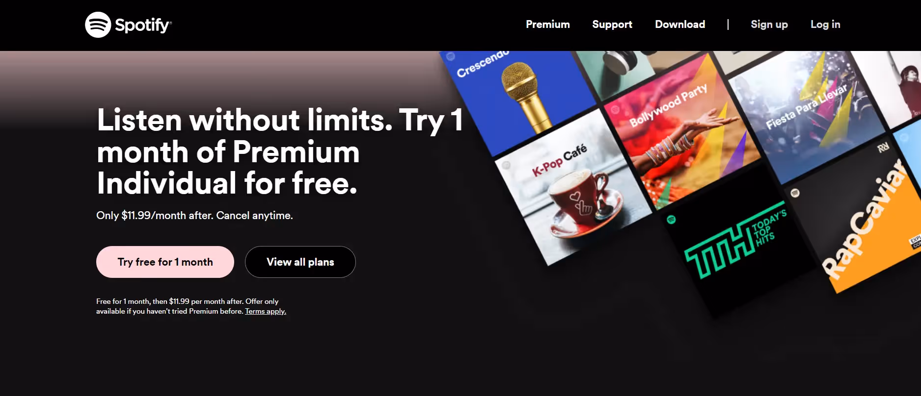 web design example of spotify