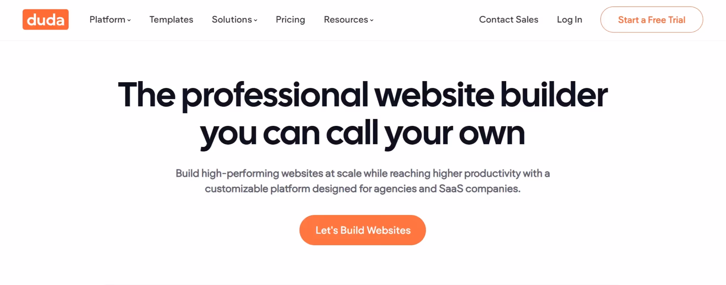 Screenshot of Duda's Website
