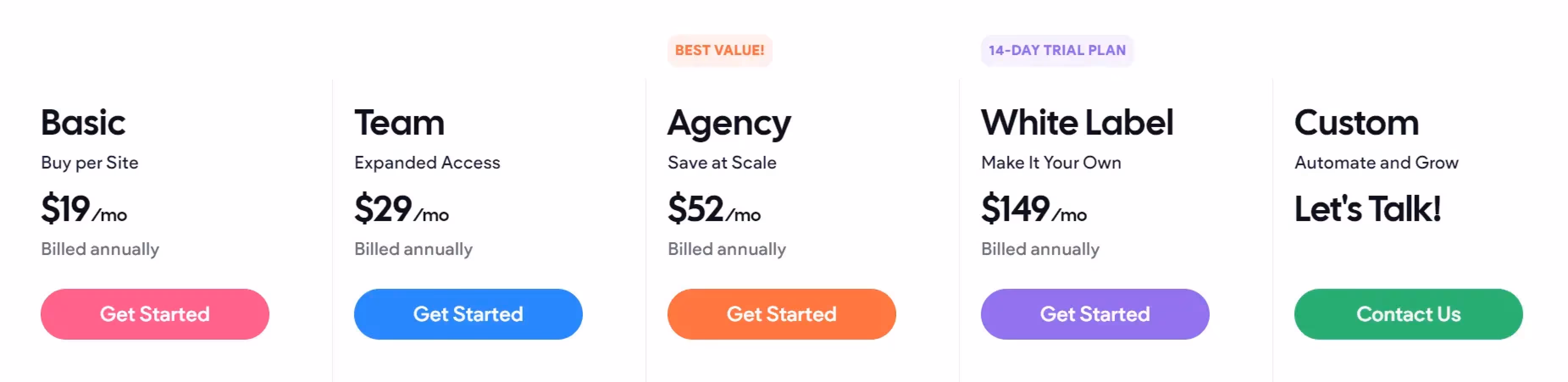 Screenshot of Duda's Pricing