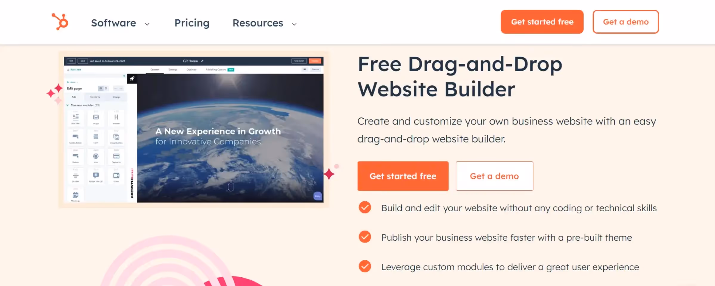 Screenshot of Hubspot's website