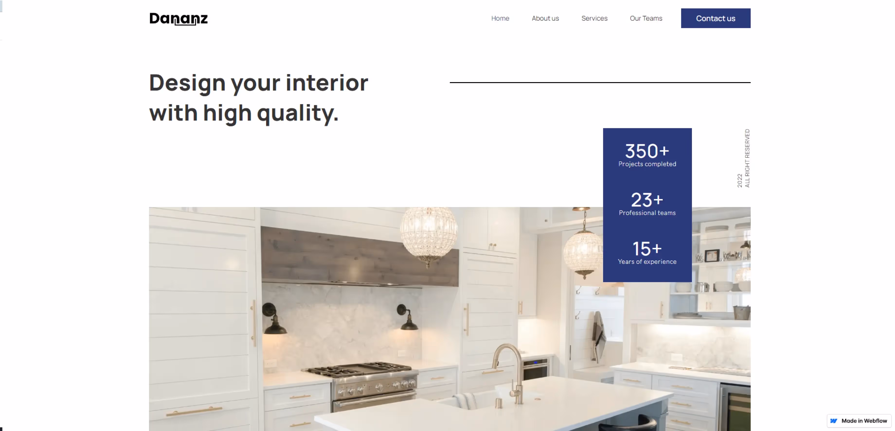 Webflow website example screenshot of Dananz