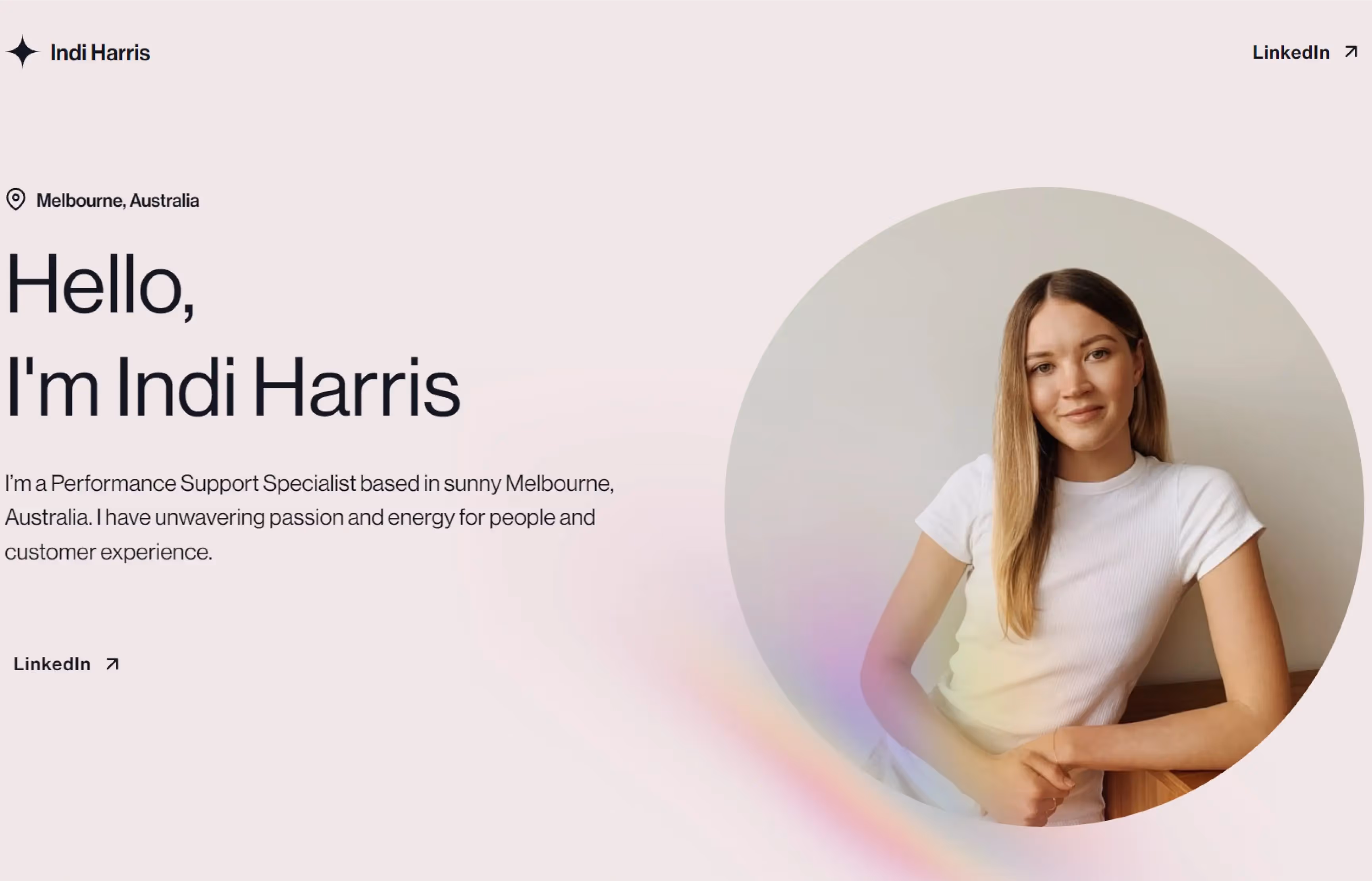 Indi Harris Webflow Temaplate