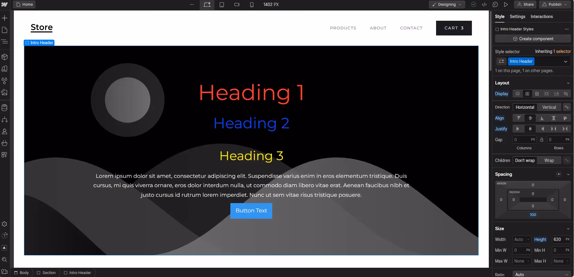 Webflow designer screenshot