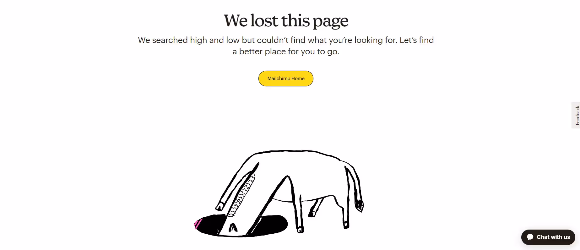 screenshot Mailchimp's 404 page