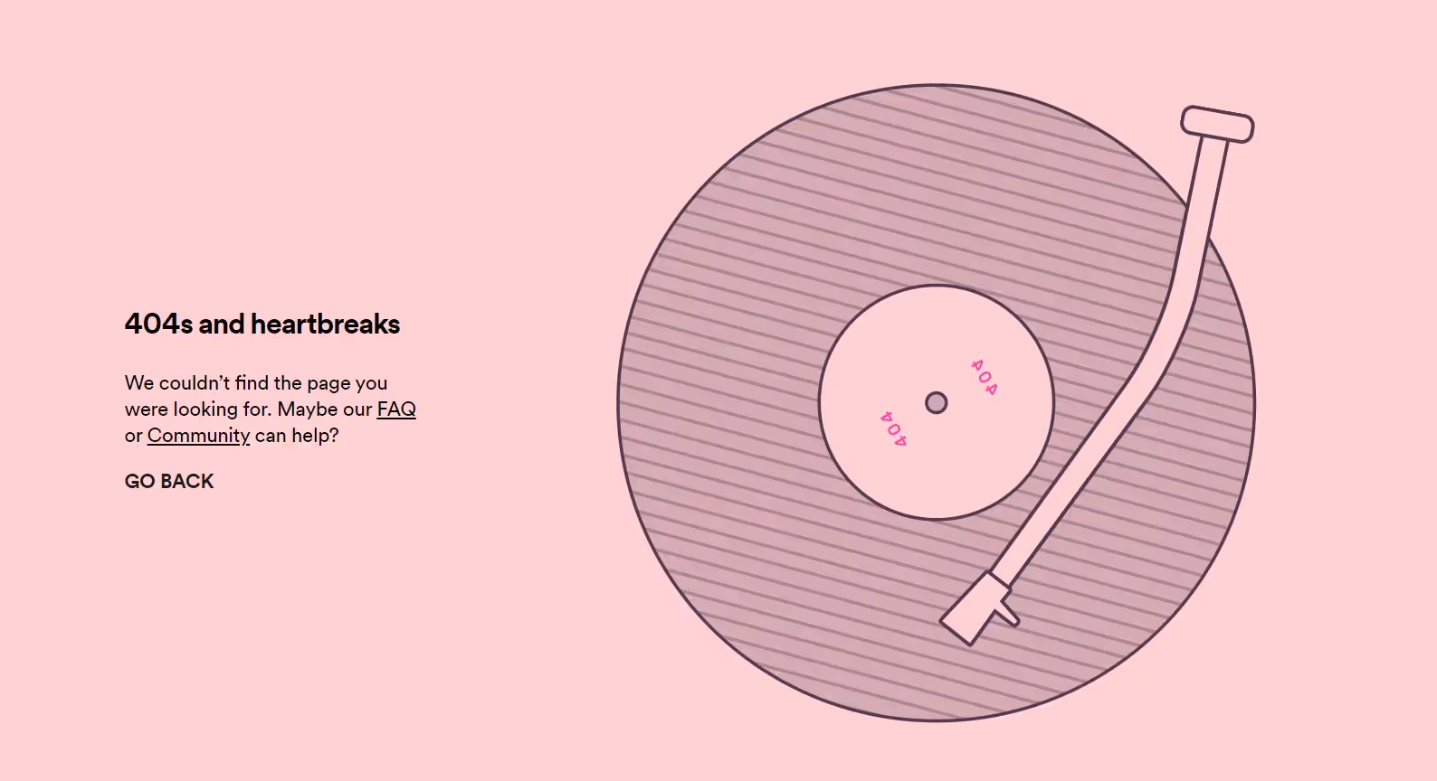 screenshot of spotify 404 page
