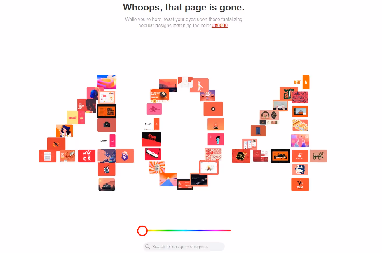 screenshot of dribble's 404 page
