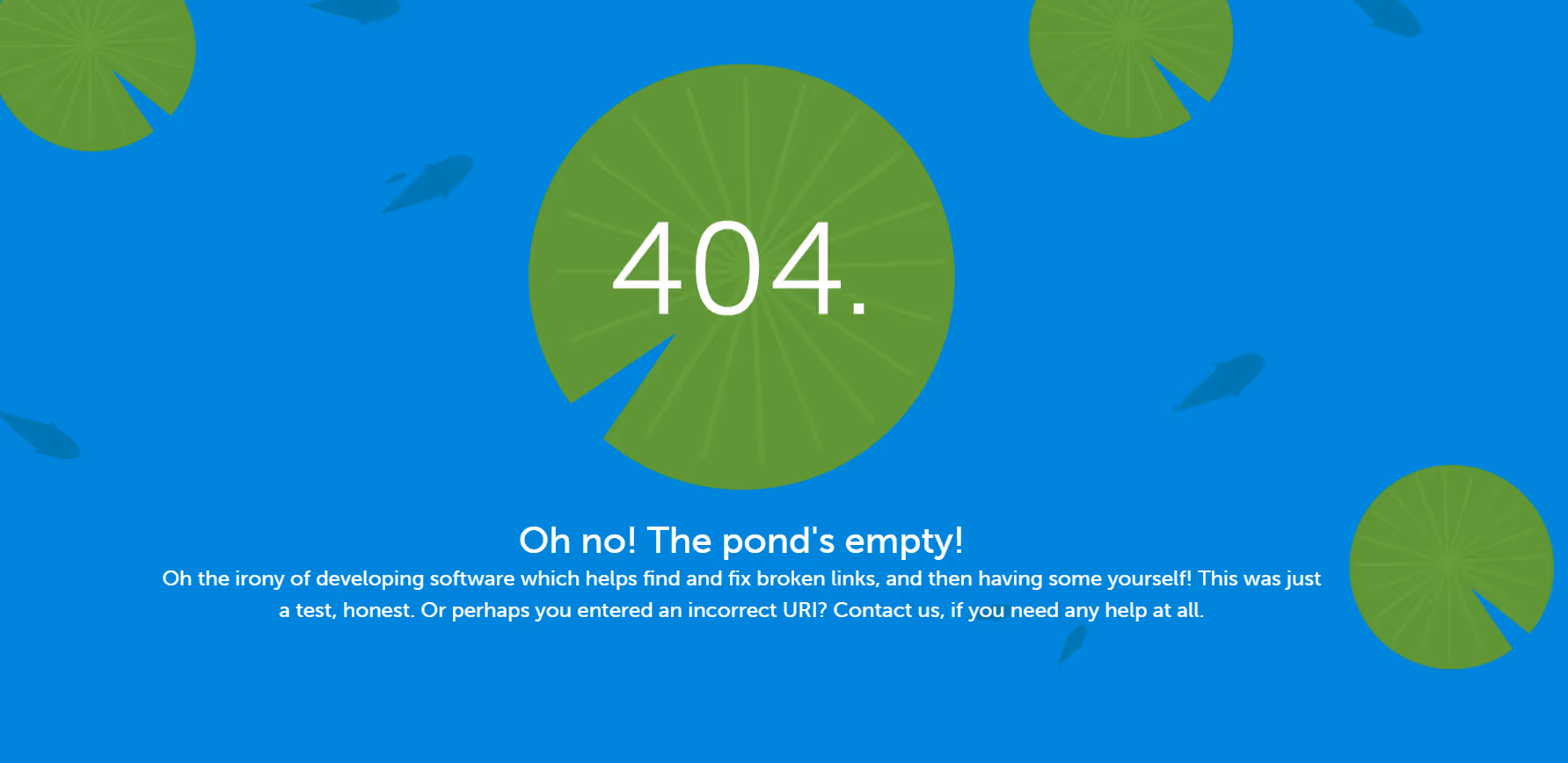screenshot of screaming frog's 404 page