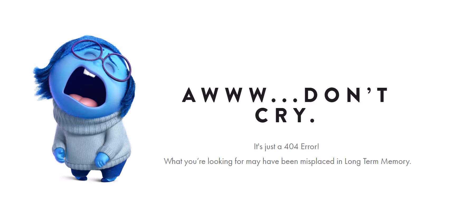 screenshot of pixar 404 page