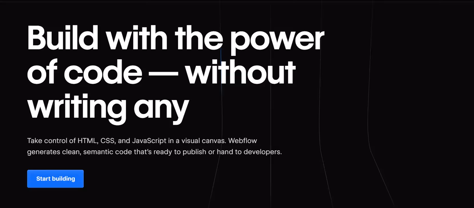 screenshot of webflow homeage