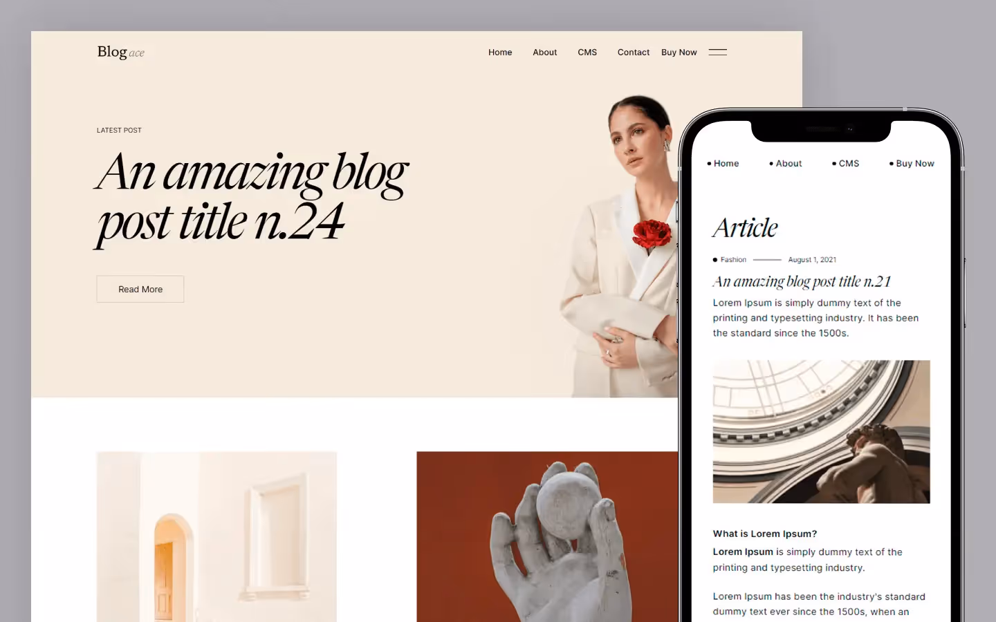 screenshot of blog ace website