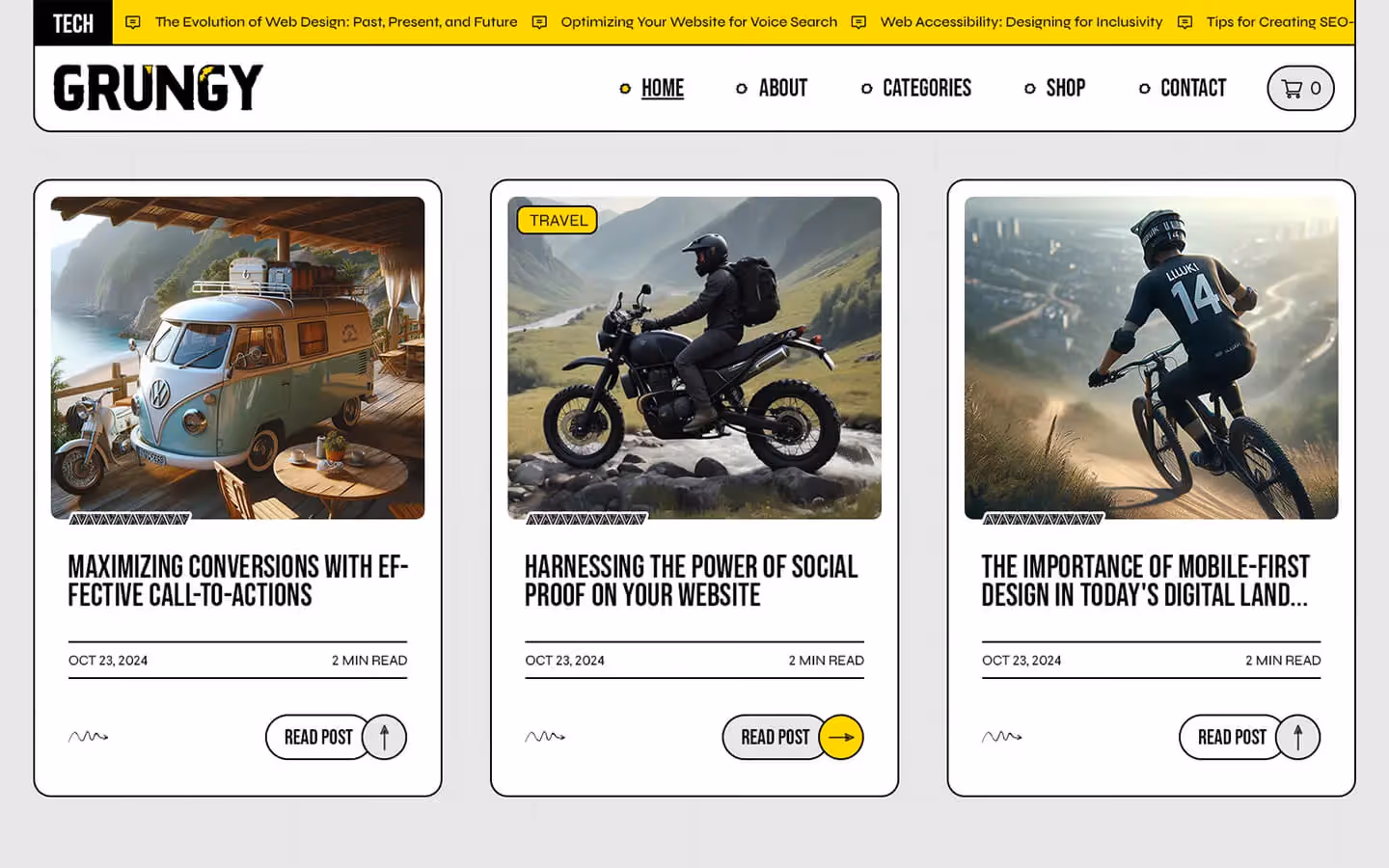 Screenshot of grungy template