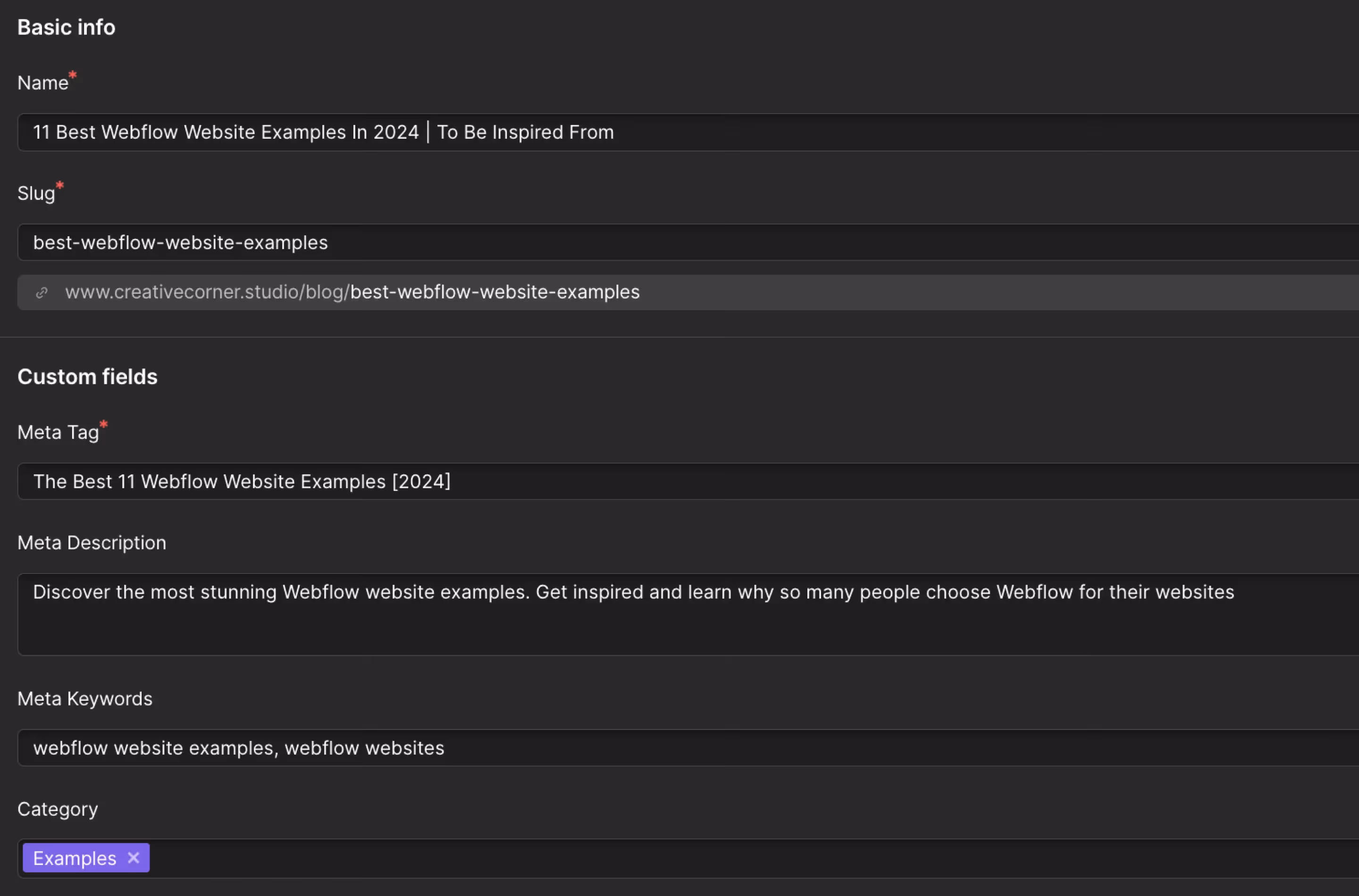 screenshot of content update