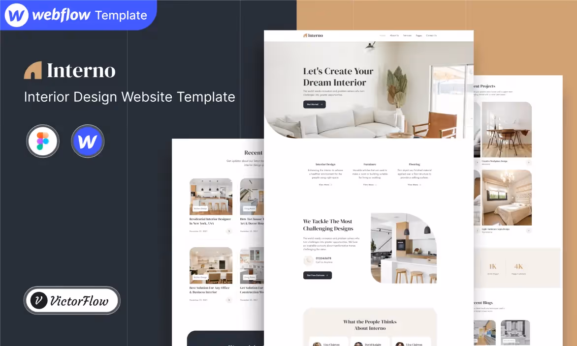 Figma website template - Interior Design Webflow