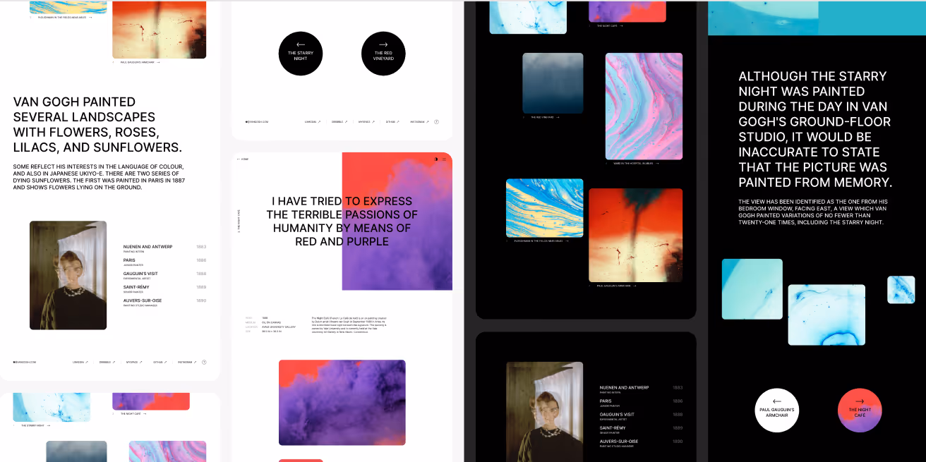 Screenshot of visual portfolio Figma website template